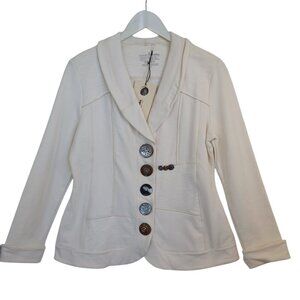 Neon Buddha Sweater Blazer Jacket Ivory Button Front Womens Small NEW